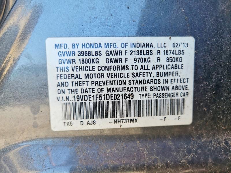 Aukcja sprzedaży 2013 Acura Ilx, vin: 19VDE1F51DE021649, numer aukcji: 62984106