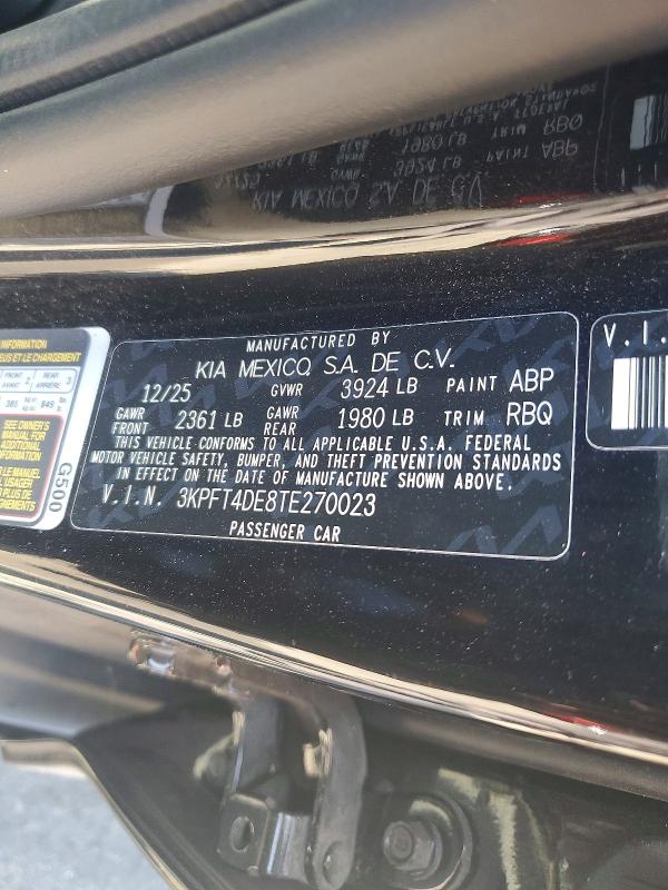 59654176 :رقم المزاد ، 3KPFT4DE8TE270023 vin ، 2026 Kia K4 مزاد بيع