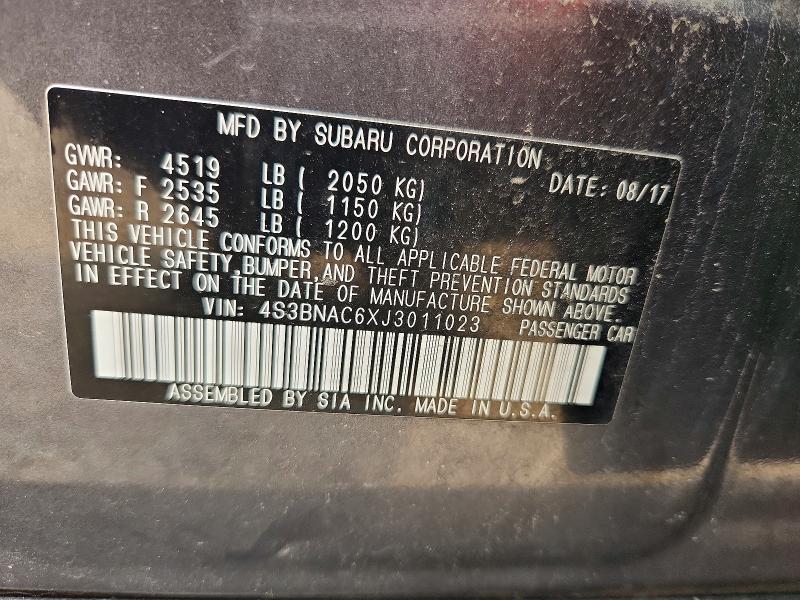 61464806 :رقم المزاد ، 4S3BNAC6XJ3011023 vin ، 2018 Subaru Legacy مزاد بيع