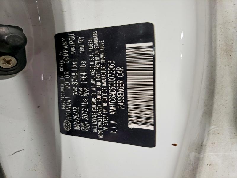 Aukcja sprzedaży 2012 Hyundai Veloster, vin: KMHTC6AD6CU072063, numer aukcji: 61446246