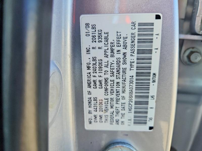 Продаж на аукціоні авто 2008 Honda Accord, vin: 1HGCP268X8A073014, номер лоту: 62810936