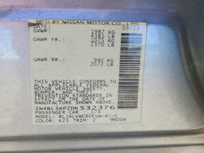 Продажа на аукционе авто 2013 Nissan Altima, vin: 1N4BL3AP2DN532376, номер лота: 62680646