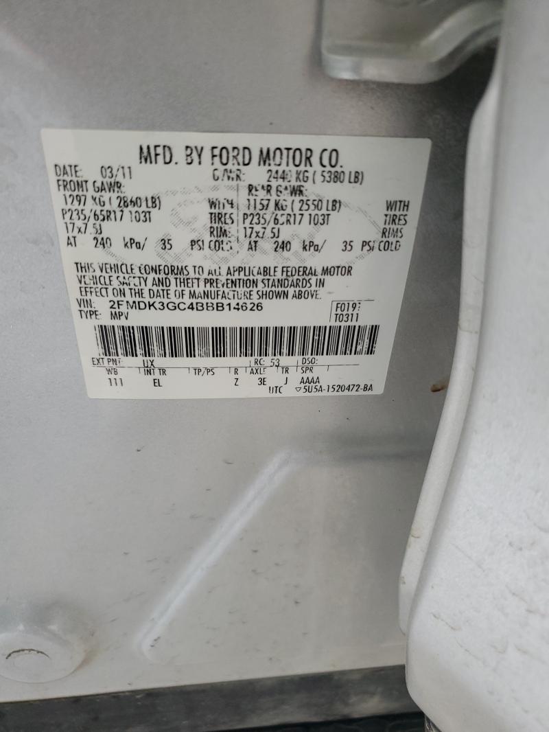 Продаж на аукціоні авто 2011 Ford Edge, vin: 2FMDK3GC4BBB14626, номер лоту: 62131426