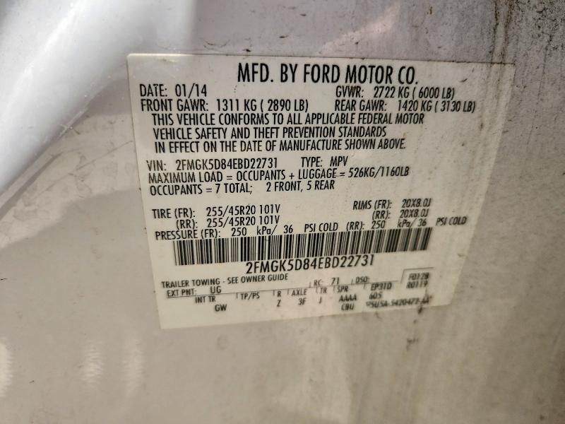 Aukcja sprzedaży 2014 Ford Flex, vin: 2FMGK5D84EBD22731, numer aukcji: 60045496