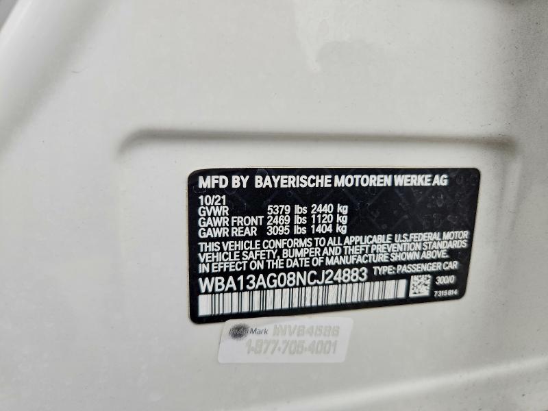 Продаж на аукціоні авто 2022 Bmw 530e, vin: WBA13AG08NCJ24883, номер лоту: 59231276