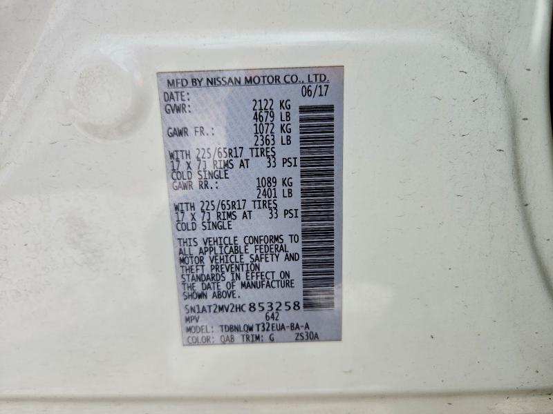 Продажа на аукционе авто 2017 Nissan Rogue, vin: 5N1AT2MV2HC853258, номер лота: 59291376