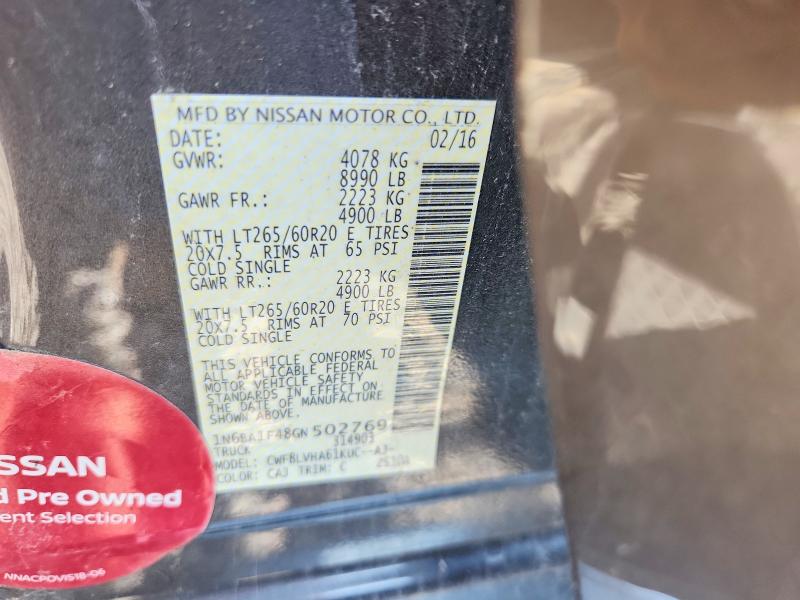 Aukcja sprzedaży 2016 Nissan Titan Xd, vin: 1N6BA1F48GN502769, numer aukcji: 85616345