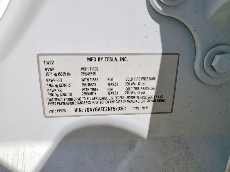 Aukcja sprzedaży 2022 Tesla Model Y, vin: 7SAYGAEE2NF570361, numer aukcji: 59706026