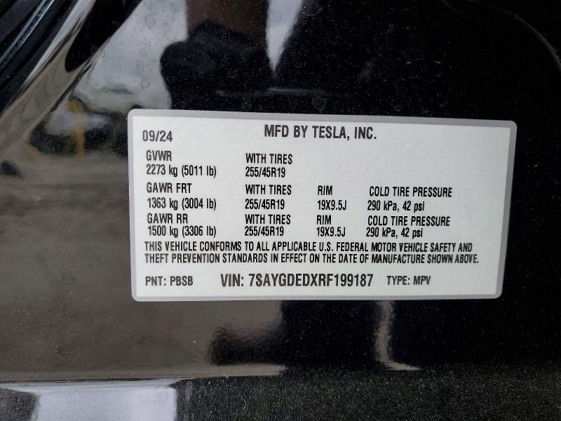 Aukcja sprzedaży 2024 Tesla Model Y, vin: 7SAYGDEDXRF199187, numer aukcji: 59642846