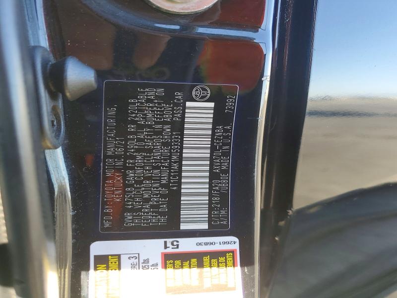 59733996 :رقم المزاد ، 4T1C11AK1MU593331 vin ، 2021 Toyota Camry مزاد بيع