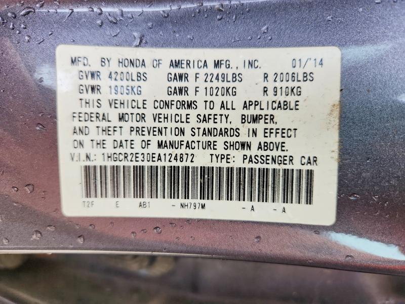 2014 Honda Accord მანქანა იყიდება აუქციონზე, vin: 1HGCR2E30EA124872, აუქციონის ნომერი: 61741026