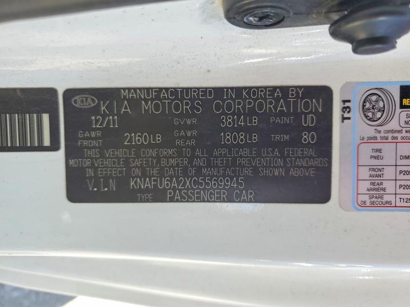 Aukcja sprzedaży 2012 Kia Forte, vin: KNAFU6A2XC5569945, numer aukcji: 60830136