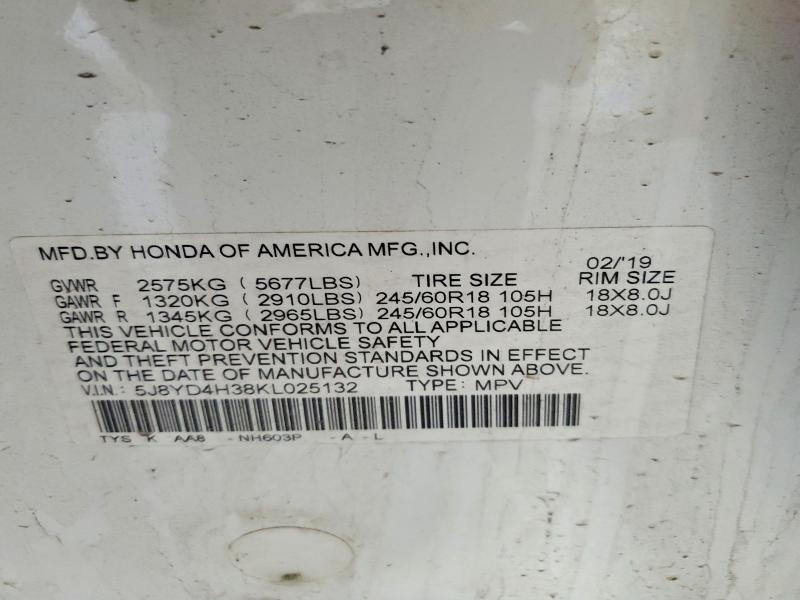 Продажа на аукционе авто 2019 Acura Mdx, vin: 5J8YD4H38KL025132, номер лота: 60306336