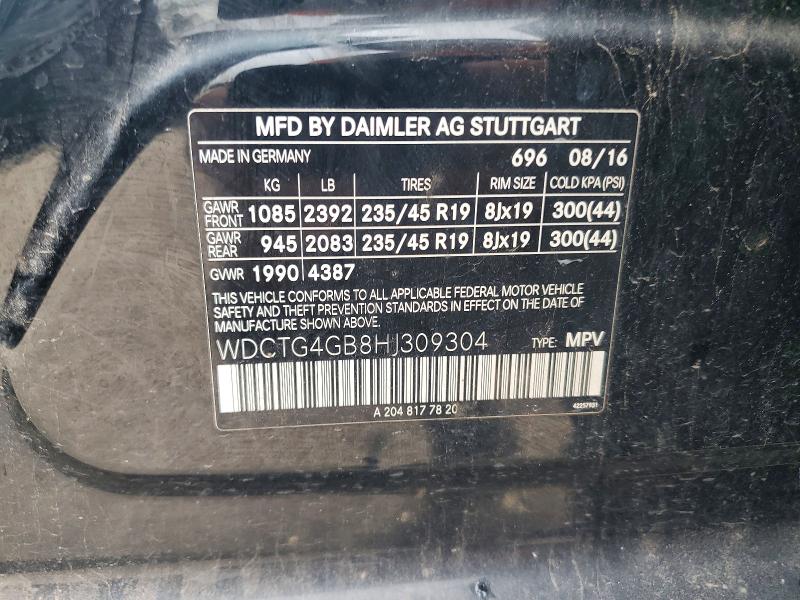 Продаж на аукціоні авто 2017 Mercedes-benz Gla, vin: WDCTG4GB8HJ309304, номер лоту: 62340636
