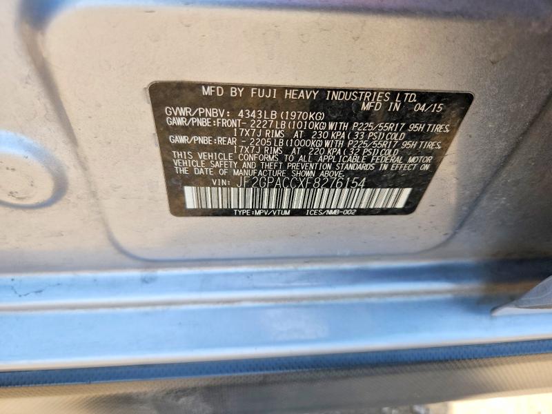 Aukcja sprzedaży 2015 Subaru Xv Crosstrek, vin: JF2GPACCXF8276154, numer aukcji: 60679026