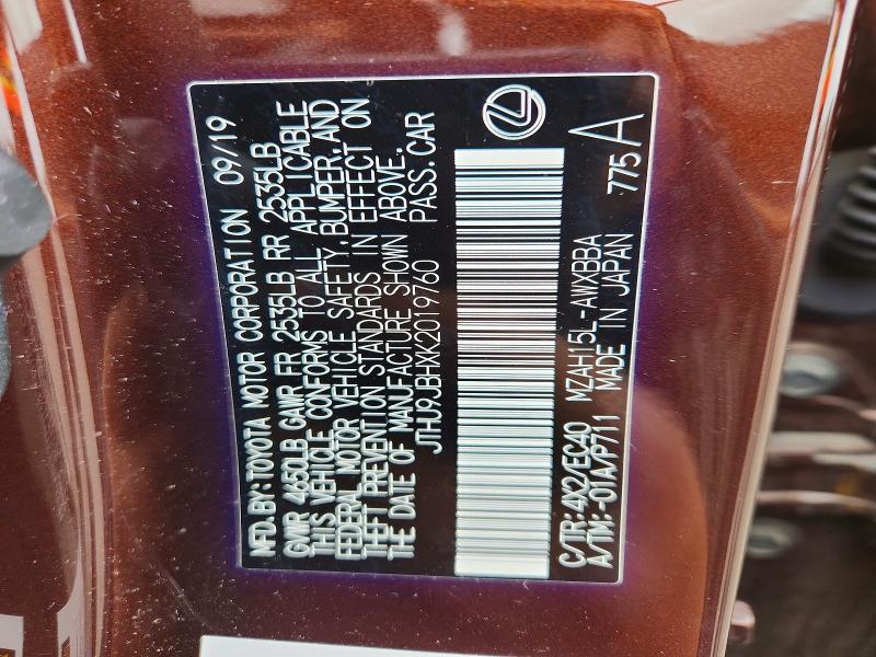 Aukcja sprzedaży 2019 Lexus Ux, vin: JTHU9JBHXK2019760, numer aukcji: 58638056