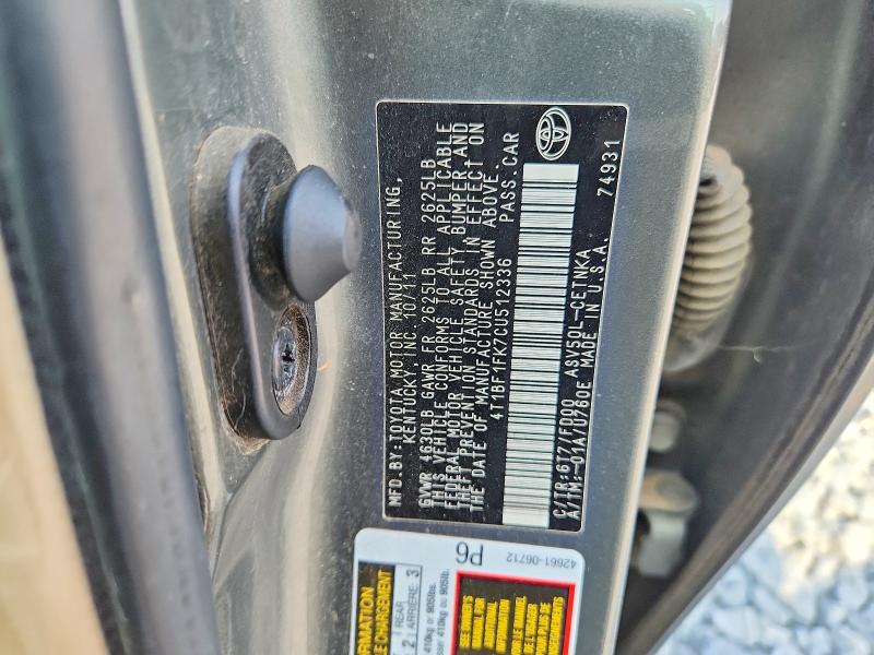 63311086 :رقم المزاد ، 4T1BF1FK7CU512336 vin ، 2012 Toyota Camry مزاد بيع