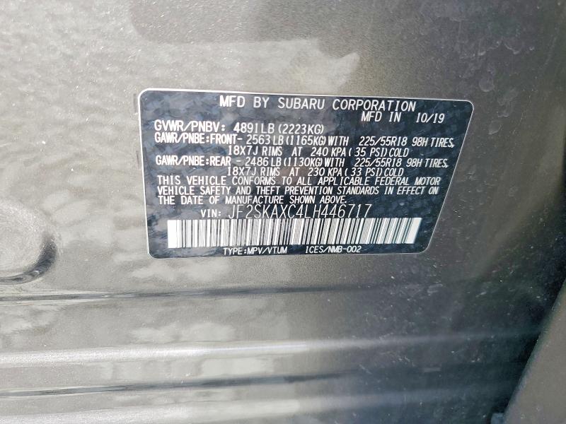 Продаж на аукціоні авто 2020 Subaru Forester, vin: JF2SKAXC4LH446717, номер лоту: 60270756