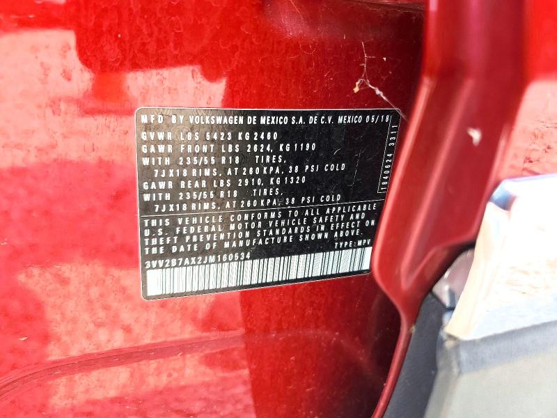 Aukcja sprzedaży 2018 Volkswagen Tiguan, vin: 3VV2B7AX2JM160534, numer aukcji: 61676526