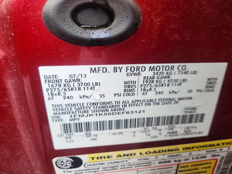 2013 Ford Expedition მანქანა იყიდება აუქციონზე, vin: 1FMJK1K56DEF63121, აუქციონის ნომერი: 62911816
