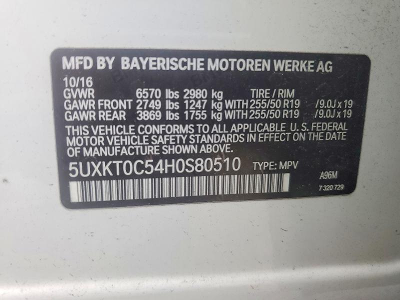 62832346 :رقم المزاد ، 5UXKT0C54H0S80510 vin ، 2017 Bmw X5 مزاد بيع