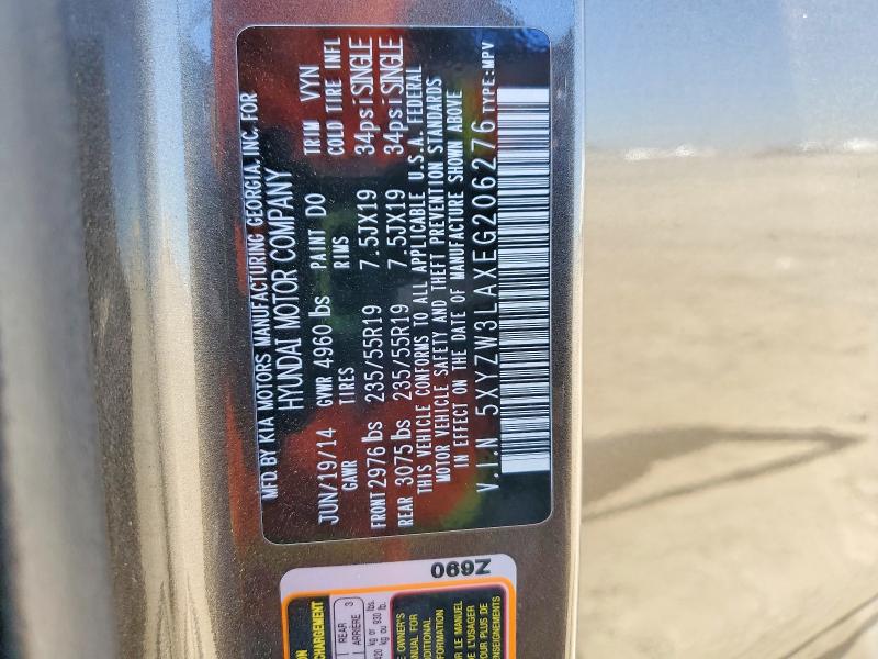 62623256 :رقم المزاد ، 5XYZW3LAXEG206276 vin ، 2014 Hyundai Santa Fe Sport مزاد بيع