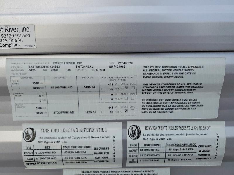 Продажа на аукционе авто 2021 Forester River Recreational Vehicle (rv), vin: 4X4TSMZ25M7424963, номер лота: 63072656