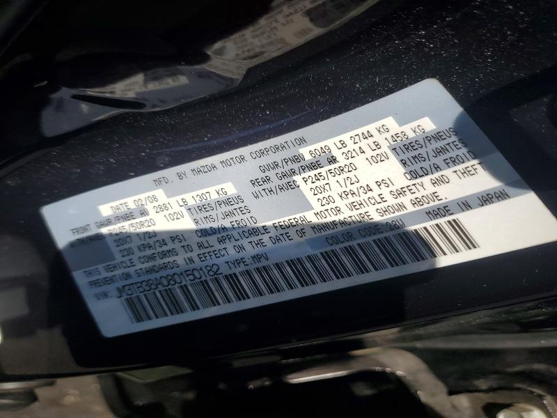 Продажа на аукционе авто 2008 Mazda Cx-9, vin: JM3TB38A080150182, номер лота: 61359446