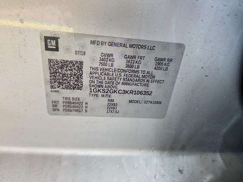 Продажа на аукционе авто 2019 Gmc Yukon Xl, vin: 1GKS2GKC3KR106352, номер лота: 61437316