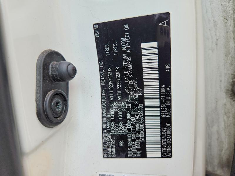 Продаж на аукціоні авто 2016 Toyota Sienna, vin: 5TDDK3DC7GS139390, номер лоту: 61390836