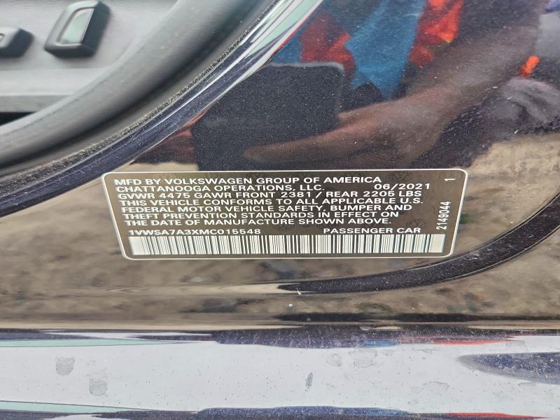Продаж на аукціоні авто 2021 Volkswagen Passat, vin: 1VWSA7A3XMC015548, номер лоту: 59891706