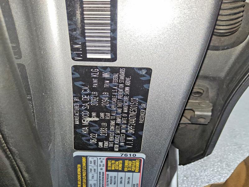 61125146 :رقم المزاد ، 3KPF24AD7NE501513 vin ، 2022 Kia Forte مزاد بيع