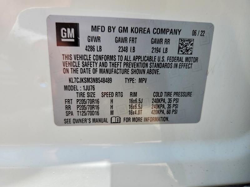 Продаж на аукціоні авто 2022 Chevrolet Trax, vin: KL7CJKSM3NB548489, номер лоту: 60211376