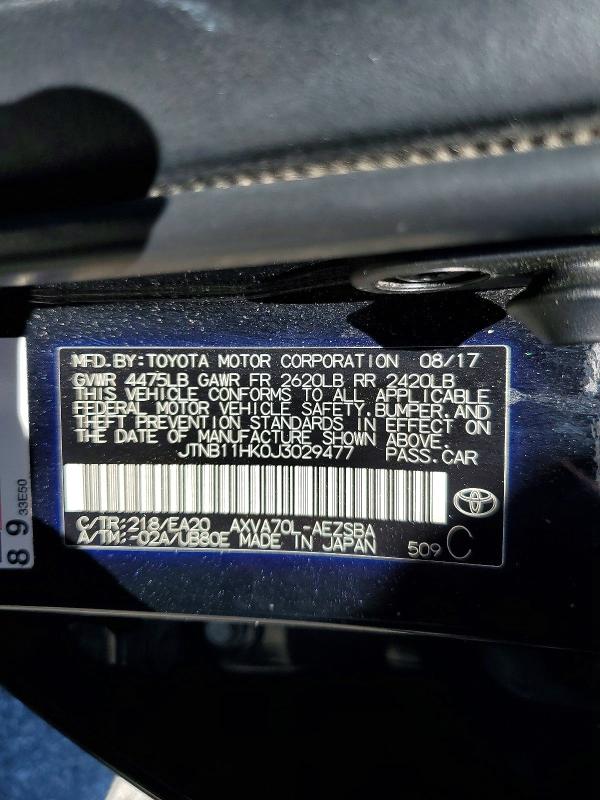 Продажа на аукционе авто 2018 Toyota Camry, vin: JTNB11HK0J3029477, номер лота: 59815556