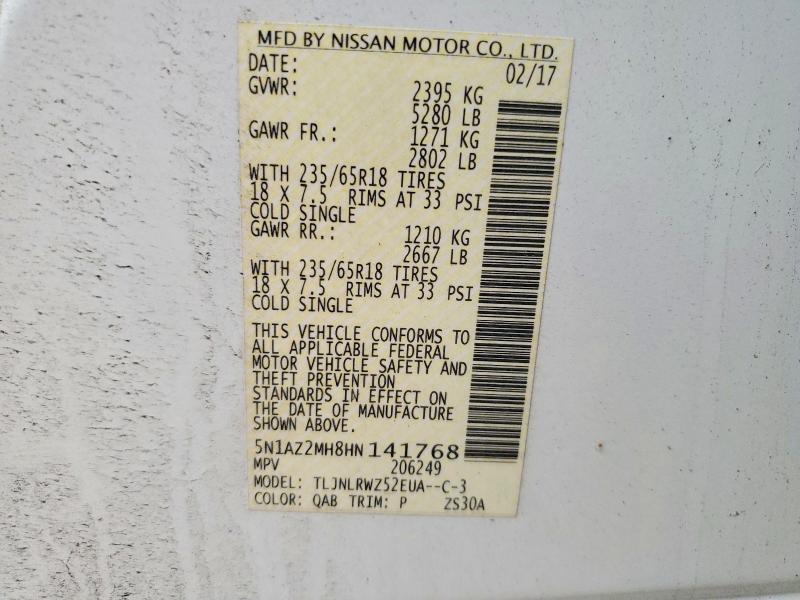 Aukcja sprzedaży 2017 Nissan Murano, vin: 5N1AZ2MH8HN141768, numer aukcji: 60468426