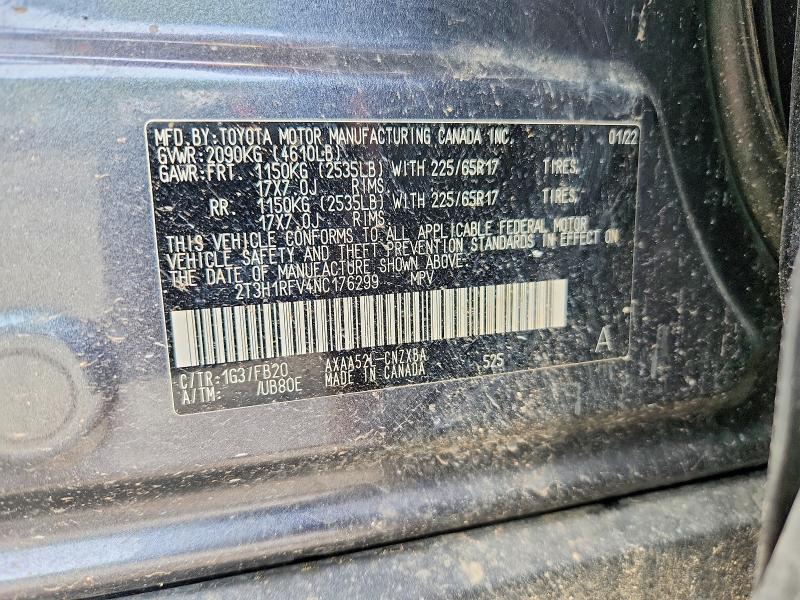 2022 Toyota Rav4 მანქანა იყიდება აუქციონზე, vin: 2T3H1RFV4NC176299, აუქციონის ნომერი: 59140966