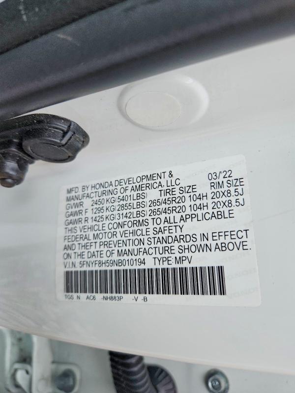 Продаж на аукціоні авто 2022 Honda Passport, vin: 5FNYF8H59NB010194, номер лоту: 60591356
