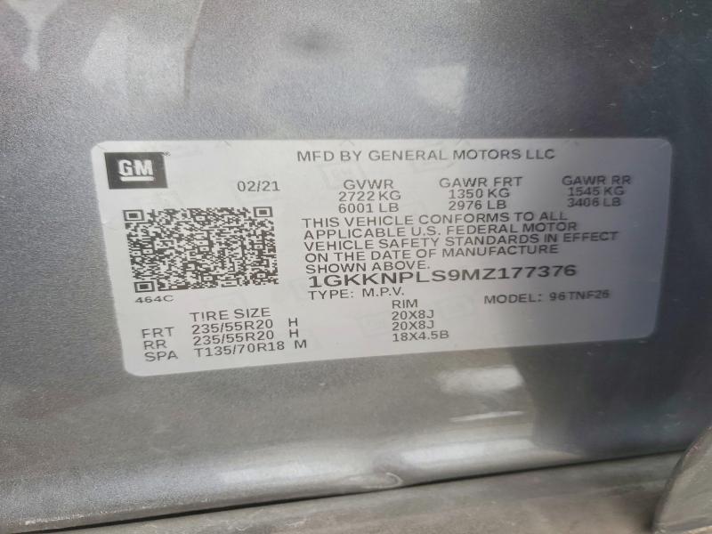 2021 Gmc Acadia მანქანა იყიდება აუქციონზე, vin: 1GKKNPLS9MZ177376, აუქციონის ნომერი: 62325556