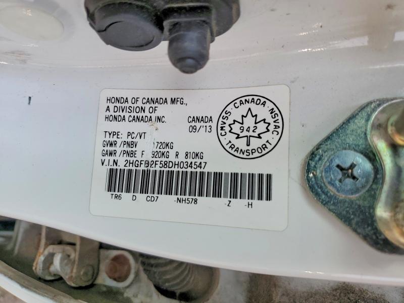 Продажа на аукционе авто 2013 Honda Civic, vin: 2HGFB2F58DH034547, номер лота: 61489826