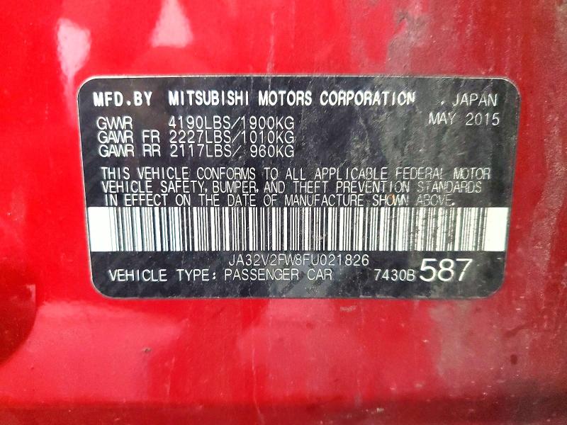 63435256 :رقم المزاد ، JA32V2FW8FU021826 vin ، 2015 Mitsubishi Lancer مزاد بيع