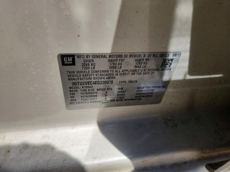 2014 Gmc Sierra მანქანა იყიდება აუქციონზე, vin: 3GTU2VEC4EG209076, აუქციონის ნომერი: 60389286