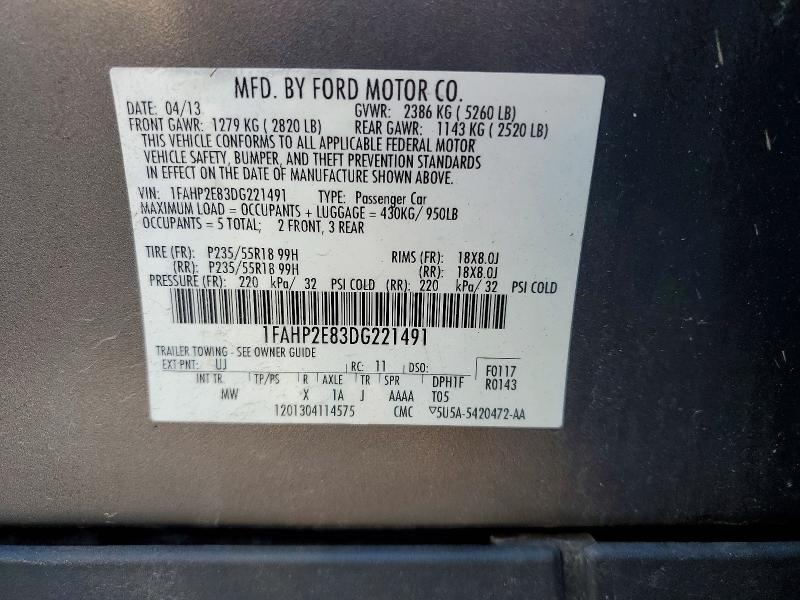 Продаж на аукціоні авто 2013 Ford Taurus, vin: 1FAHP2E83DG221491, номер лоту: 60649826