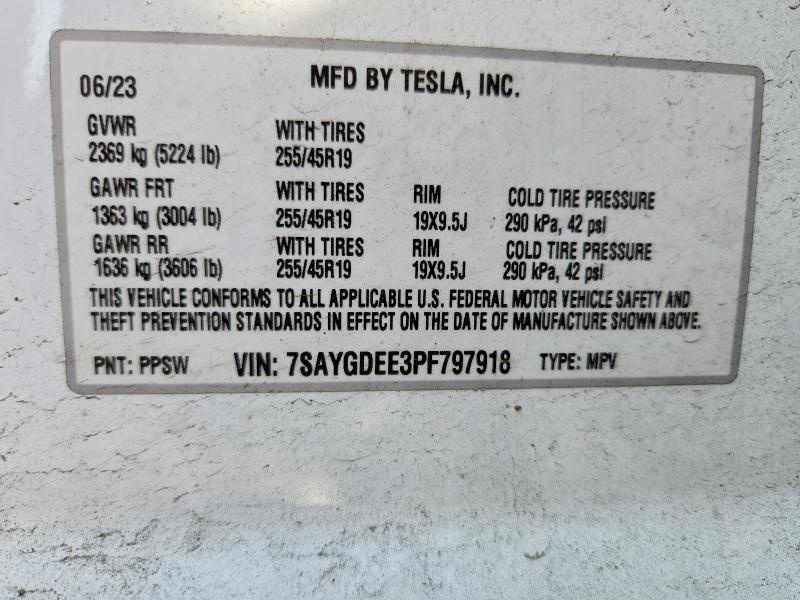 Aukcja sprzedaży 2023 Tesla Model Y, vin: 7SAYGDEE3PF797918, numer aukcji: 62095596