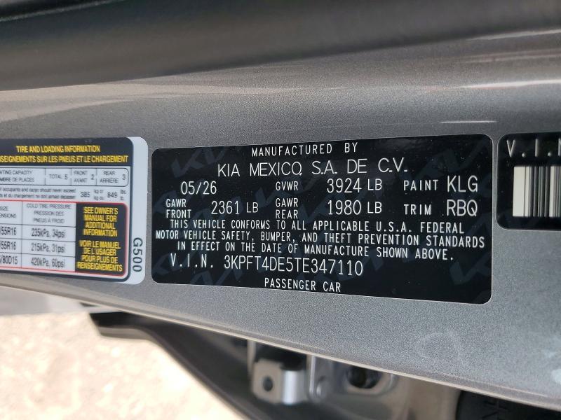 Продажа на аукционе авто 2026 Kia K4, vin: 3KPFT4DE5TE347110, номер лота: 60747836