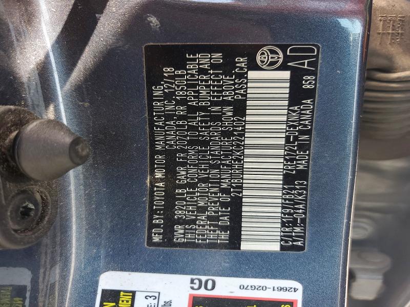 Aukcja sprzedaży 2019 Toyota Corolla, vin: 2T1BURHE2KC221402, numer aukcji: 85621065