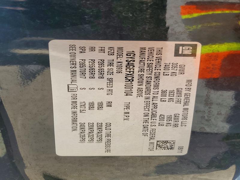Aukcja sprzedaży 2012 Cadillac Escalade, vin: 1GYS4GEFXCR100104, numer aukcji: 60236186