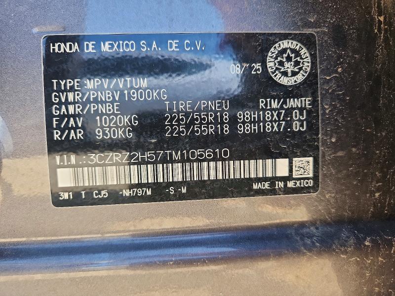 Aukcja sprzedaży 2026 Honda Hr-v, vin: 3CZRZ2H57TM105610, numer aukcji: 60499546