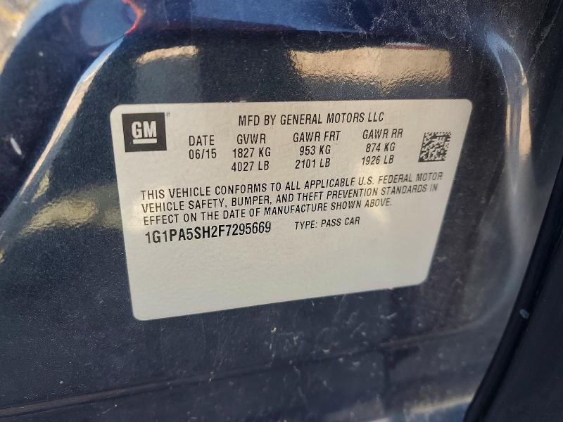 Продажа на аукционе авто 2015 Chevrolet Cruze, vin: 1G1PA5SH2F7295669, номер лота: 60768086