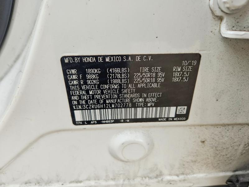 61770996 :رقم المزاد ، 3CZRU6H12LM702778 vin ، 2020 Honda Hr-v مزاد بيع