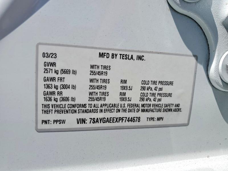 Aukcja sprzedaży 2023 Tesla Model Y, vin: 7SAYGAEEXPF744678, numer aukcji: 63347336